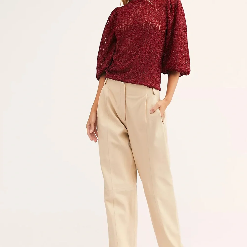Free People Sweet Talker Floral Lace High Neck Puff Sleeve Blouse, Size S - Picture 11 of 16